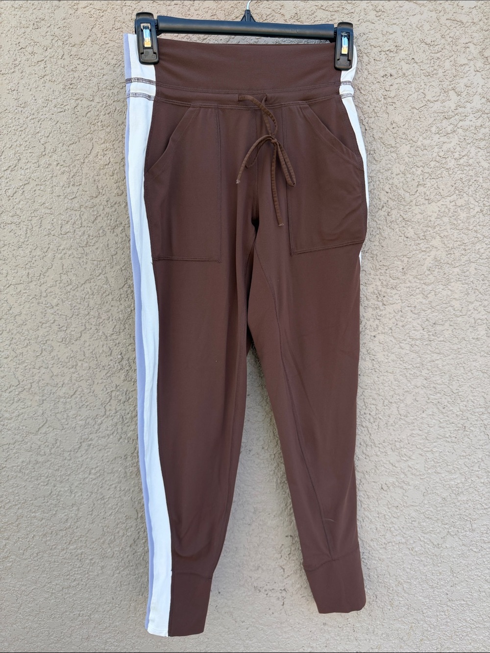 Free People Brown Joggers with White Side Stripe